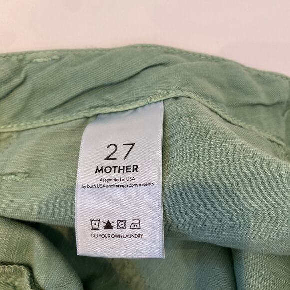 Mother The Shaker Chop Crop Hedge Green Pants Cotton Linen EUC Sz 27 - Picture 7 of 16